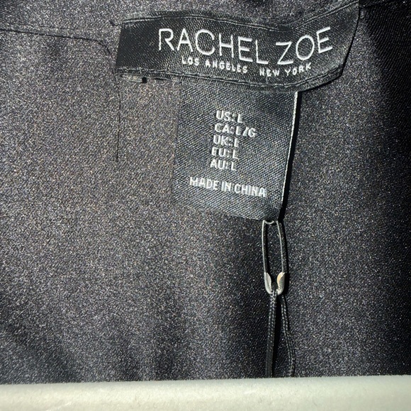Classic Sophistication Rachel Zoe Women’s Black Satin Button Down Shirt - Picture 3 of 5